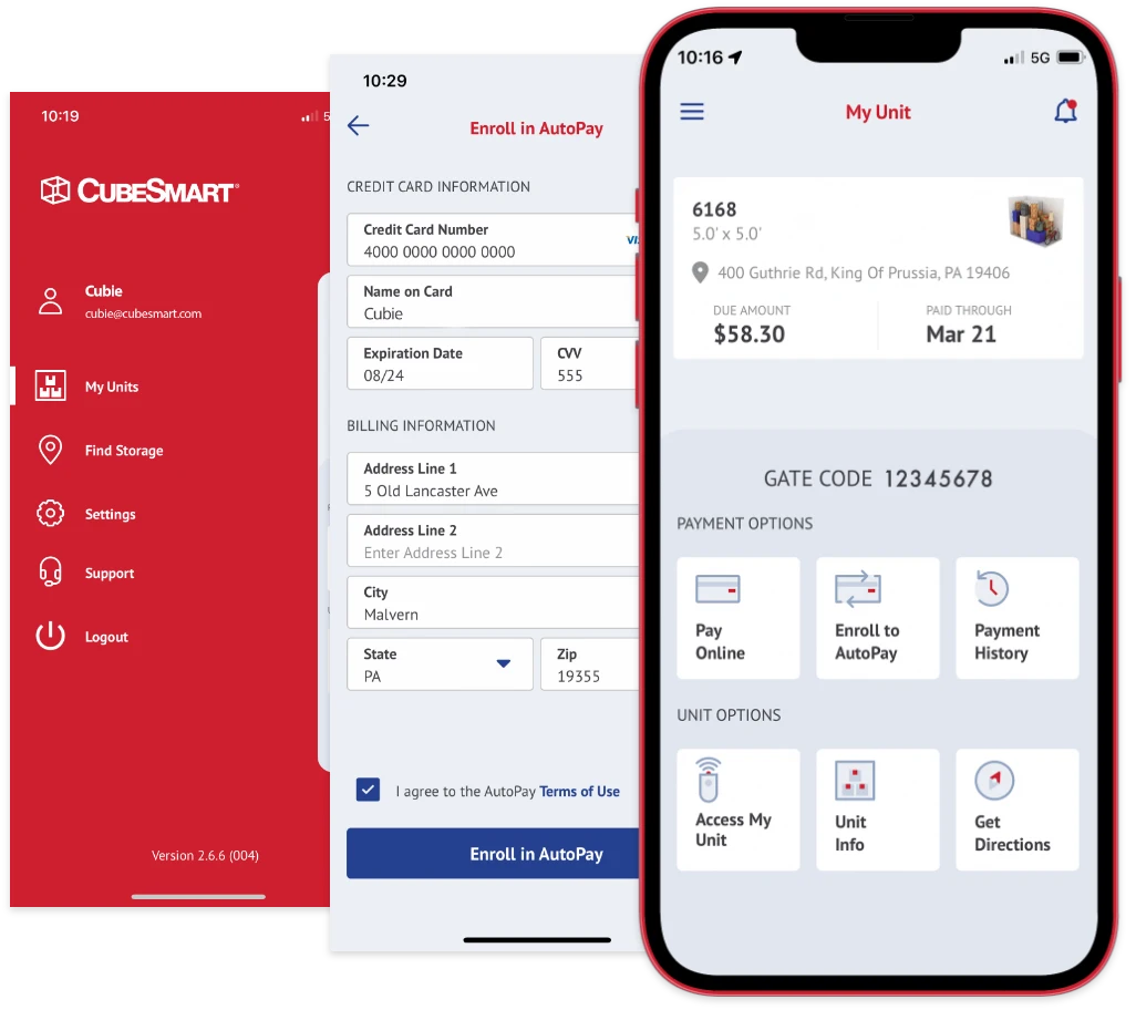screenshots of the mobile app
